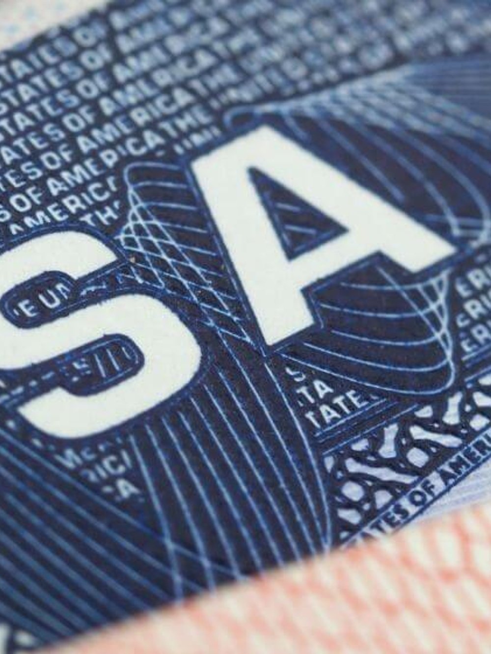 Close up of a visa page inside a passport